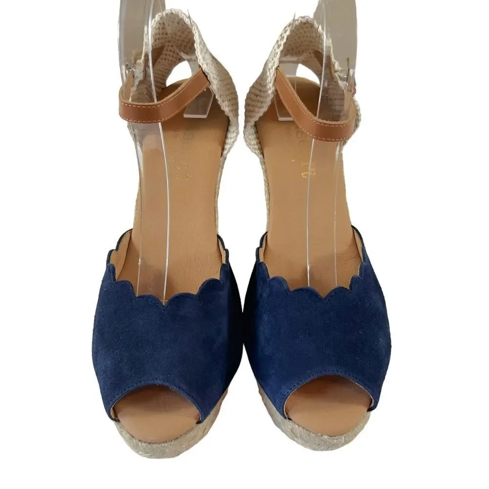 PASEART Adna Open Toe Navy Blue Espadrilles